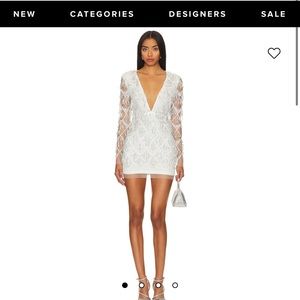 Superdown Nia Sequin Fringe Dress in White